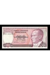 7.emisyon 100 Türk Lirası çil (001262 - sararma mevcut) Eski kağıt para