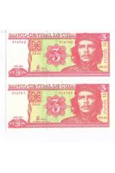 KÜBA 3 PESOS 2 ADET SERİ TAKİP YABANCI KAĞIT PARA BANKNOT ÇİL