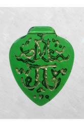 Osmanlıca Yazılı Cam Kolye Ucu Yeşil. Eski döneme ait