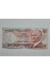 6. Emisyon 20 Türk Lirası Haliyle Kondüsyonda Banknot