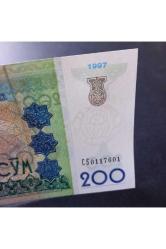 1997 Özbekistan 200 som çil eski yabancı kağıt para