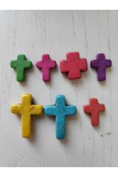 7 Adet Doğal Taş Haç Kolye Ucu. Farklı boyutlarda, orijinal doğal ta?, uçları kolye için delik haç