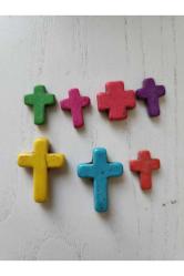 7 Adet Doğal Taş Haç Kolye Ucu. Farklı boyutlarda, orijinal doğal ta?, uçları kolye için delik haç