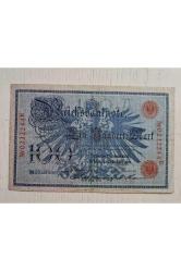 1908 Alman 100 Mark Banknot Temiz