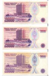 7. EMİSYON 20.000 LİRA KAĞIT PARA 3 ADET ÇİL VE ÇİL ALTI KONDİSYON GÖRSELDEKİ ÜRÜN