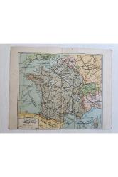 17x21cm Osmanlıca Fransa Haritası. Orijinal Odmanlı dönemine ait. Temiz durumda ve Osmanlıca yazılı