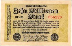 P#106a Almanya 10 Milyon Mark 1923 ÇA (OF-20)