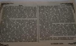 23 Kasım 2006-Orijinal Takvim Yaprağı-Doğum Günü-Söz,Nişan,Nikâh,Düğün ve Önemli Günler Hediyesi-Bizim Anadolu Takvimleri-Ayet(Hadis-i Şerif)-Hamas liderlerinden M.Ebu Hanud öldürüldü(2001)-Musa,Zahide-Tuz