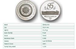 MİLLİ EGEMENLİK 85.YILI GÜMÜŞ HATIRA PARASI