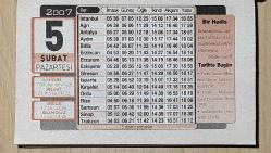 5 ŞUBAT 2007 PAZARTESİ  - TAKVİM YAPRAĞI - DOĞUM GÜNÜ HEDİYESİ - TÜRMATSAN TAKVİMİ  - FATİH SULTAN MEHMED HAN'IN TAHTA ÇIKIŞI (1451)- ERBİLLİ MEHMED ESAD EFENDİ'NİN DEFNİ (1931)- ENFLASYONDA REKOR %101 (1998)- MÜSLÜMANIN DİĞER MÜSLÜMANLAR ÜZERİNDEKİ HAKKI