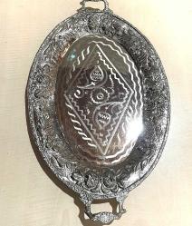 PİRİNÇ ÜZERİ GÜMÜŞ KAPLAMA TEPSİ