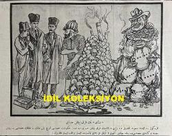 Osmanlıca Karagöz Mizah Dergisi-Gazetesi, Orijinal Dönem Basım, (Ottoman Magazine-Newspaper-Journal Illustré Cara-Gueuz) - 1 Aralık 1923 - Sayı: 1639 - Hicri: 22 Rebiülahir 1342 - Rumi: 1 Kanun-i Evvel 1339 - Karikatür: Tepebaşı Bahçesi'ni İstanbul Sattı. Ankara Harcıyor 