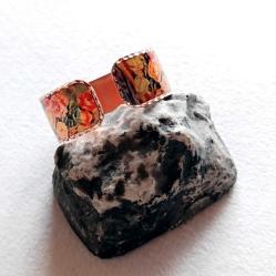 Bakır el işçilikli lüks bilezik - Tablolar Serisi Renoir - Glasses of Flowers-Vazodaki Güller 1908