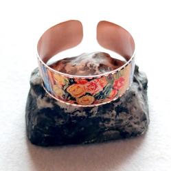 Bakır el işçilikli lüks bilezik - Tablolar Serisi Renoir - Glasses of Flowers-Vazodaki Güller 1908