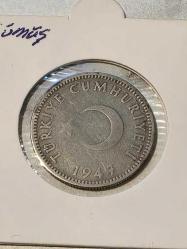 1947 GÜMÜŞ 1 LİRA ÇÇT