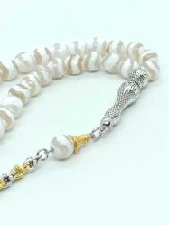 8 Mm Tibet Akik Taşlı 33'Lük Tespih - Faset Kesim,Yeşil-Beyaz Özel Renk...