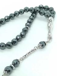 Hematit Taşlı 8 Mm Faset Kesim Tespih-Kurt Figürlü, 33'Lük...