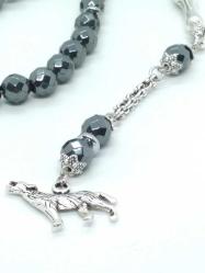 Hematit Taşlı 8 Mm Faset Kesim Tespih-Kurt Figürlü, 33'Lük...