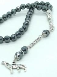 Hematit Taşlı 8 Mm Faset Kesim Tespih-Kurt Figürlü, 33'Lük...