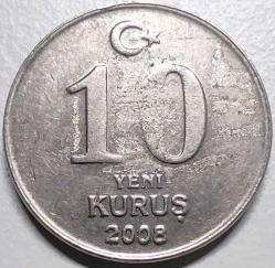 Türkiye 2008 10 Yeni Kuruş - YTL Dönemi Son Baskı - Koleksiyonluk Madeni Para