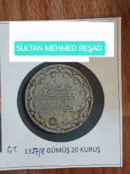 Mehmed Reşad GÜMÜŞ 20 Kuruş (1327/8) Kostantiniye Koleksiyonluk Gümüş  20 Kuruş.