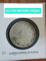 Mehmed Reşad GÜMÜŞ 20 Kuruş (1327/8) Kostantiniye Koleksiyonluk Gümüş  20 Kuruş.