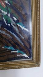 Flütlü Genç Kız – El İşçiliği Etamin / Goblen Tablo (Vintage)