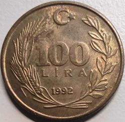 Türkiye 1992 100 Lira - Atatürk Portreli - Koleksiyonluk Madeni Para