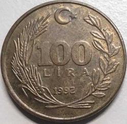 Türkiye 1992 100 Lira - Atatürk Portreli - Koleksiyonluk Madeni Para
