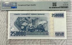 1998 TC 7.Emisyon 250 BinTürk Lirası kağıt para banknot Pick#211 PMG sertifikalı 65-ÇİL kolleksiyonluk