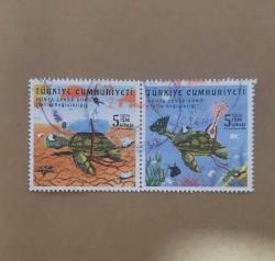 2022 Dünya Çevre Günü İklim Değişikliği Kaplumbağalar  Pul  (Yıkanmış)  Damgalı Posta Pulu - Türkiye PUL Koleksiyonu - Turkish Postage Stamp