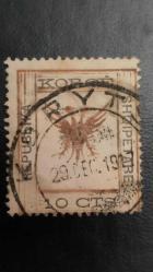 LOT.12 » 1917 YILI ARNAVUTLUK KORÇE ARNAVUTLUĞU ÇİFT BAŞLI KARTAL ÇOK NADİR KATALOG DEĞERİ 50 EURO DAMGALI  ŞARNİYERSİZ.