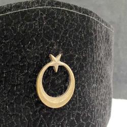 Siyah Kadife Pirinç Ay Yıldızlı Kalpak