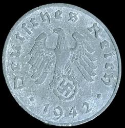 Almanya 1942 D Adolf Hitler Dönemi 1 Reichspfenig çinko 1.80gr