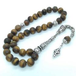 Mat Kaplan Gözü Tespih, 8 Mm, Otantik Metal Süslemeli, 33' Lük...