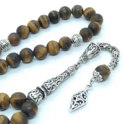 Mat Kaplan Gözü Tespih, 8 Mm, Otantik Metal Süslemeli, 33' Lük...