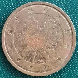 ALMANYA 2002 A D F G J  TAM SERİ  2 EURO CENT