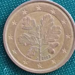 ALMANYA 2002 A D F G J  TAM SERİ  2 EURO CENT