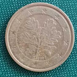 ALMANYA 2002 A D F G J  TAM SERİ  2 EURO CENT