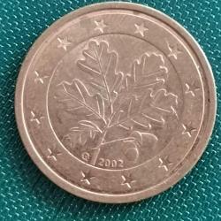ALMANYA 2002 A D F G J  TAM SERİ  2 EURO CENT