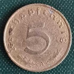 NAZİ ALMANYASI  1937 A   5 PFENNING