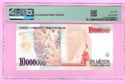 TURKEY 10000000 TL PREFIX-- H02 --P214 1999 GEM UNC PMG 65 EPQ (TK 19 271) ÇİL