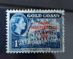 İngiliz sömürgesi Gold Coast 1957- Gana Bağımsızlık sürşarjlı damgalı