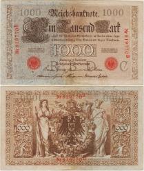 ALMANYA 1000 MARK 1910 SERİ NUMARASI 6 HANELİ-NADİR. ÇOK ÇOK TEMİZ++