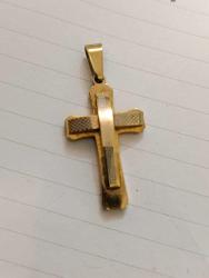 KL1---ALTIN RENGİ KAPLAMA HAÇ ISTAVROZ KOLYE UCU