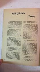 TARLA, KÖYCÜ EĞİTİM SANAT DERGİSİ - HAZİRAN 1974 SAYI: 1 - TAHİR KUTSİ MAKAL - FÜRÜZAN H. TÖKİN - İSA KAYACAN - CELAL UYSAL - YÜKSEL YAZICI - ÜNAL ŞÖHRET DİRLİK - OĞUZ MAKAL - ABDULLAH SATOĞLU - ERZURUMLU REYHANİ - TAVLUSUNLU HİCRANİ - YILMAZ ŞENLİKOĞLU - AŞIK ADEM ÖZTAŞ - HÜRAŞIK - AYŞE K. MAKAL - AHMET ÖZDEMİR - TUNG KEMAL - FİRÜZ MAKAL - NECDET BULUZ - ALİ AKTOZ - ORHAN ÖZŞİŞMAN - ŞEMSİ YASTIMAN - AŞIK HARBI - MURAT ÇOBANOĞLU - TOKATLI SELMANİ - NEVCİVAN BACI - AŞIK FEYMAMİ - SEFİL SELİMİ - ADANALI AŞIK VAHAP - ŞAH TURNA - AŞIK ALİ İZZET - ADİL ALİ ATALAY - ŞEREF TAŞLIOVA - MEVLÜT İHSANİ - MARAŞLI HÜDAİ - İSMAİL AZERİ - ZÜLFİKÂR DİVANİ - RÜSTEM ALYANSOĞLU - CEMAL ACAR - ZARALI AŞIK ADEM - SEFİL GÜLHANİ - EFKÂRİ BABA - UMMANİ CAN - TALİBİ - ALİ METİN - ALİ FUAT CUMA - AŞIK İLHAMİ - AŞIK YÜZBAŞIOĞLU - AŞIK KADİR - AŞIK ALİ TAŞ - NURİ ÇIRAĞI - DAİMİ - YANIK UMMAN - SEFİL AŞIK - HÜR AŞIK - AŞIK FİKRET ÜNAL - HÜSEYİN KAÇIRAN - YENİDEN HEYECANLA - HALK ŞİİRİ  - TAM TAKIM EKSİKSİZ 26 SAYFA