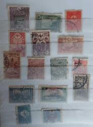 LOT.20 » Kartelasında 15 çeşit Osmanlı pulu- damgalı lot