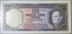 5. Emisyon 4. Tertip 500 Türk Lirası S27 038676 Çok Çok Temiz+ Kondisyonda Düzeltme Mevcut Koleksiyonluk Eski Para