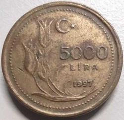 Türkiye 1997 5000 Lira - Atatürk Portreli - Koleksiyonluk Madeni Para