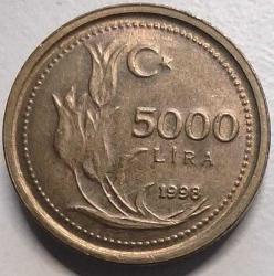 Türkiye 1998 5000 Lira - Atatürk Portreli - Koleksiyonluk Madeni Para